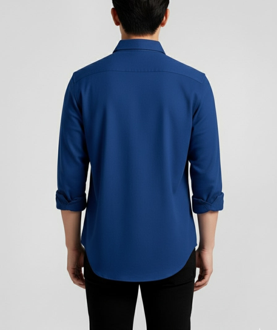 Premium Royal Blue Solid Cotton Shirt – Comfort Fit