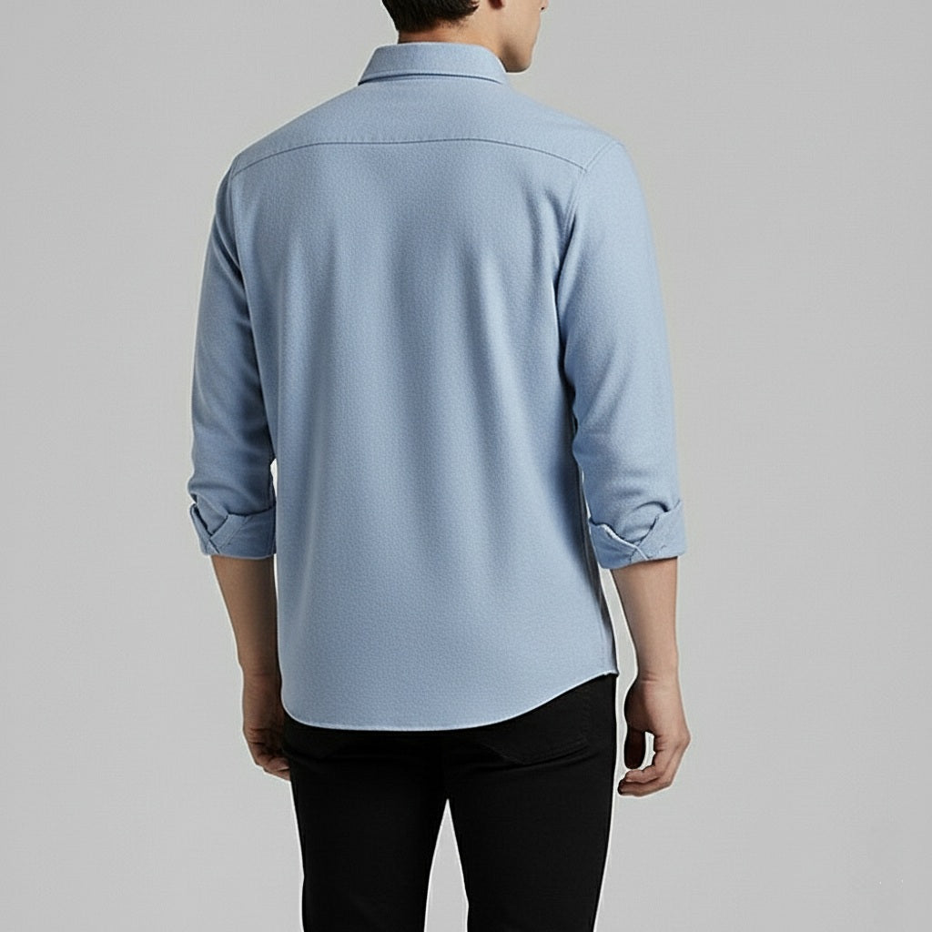 The Sky Blue Linen-Look Button-Down Shirt