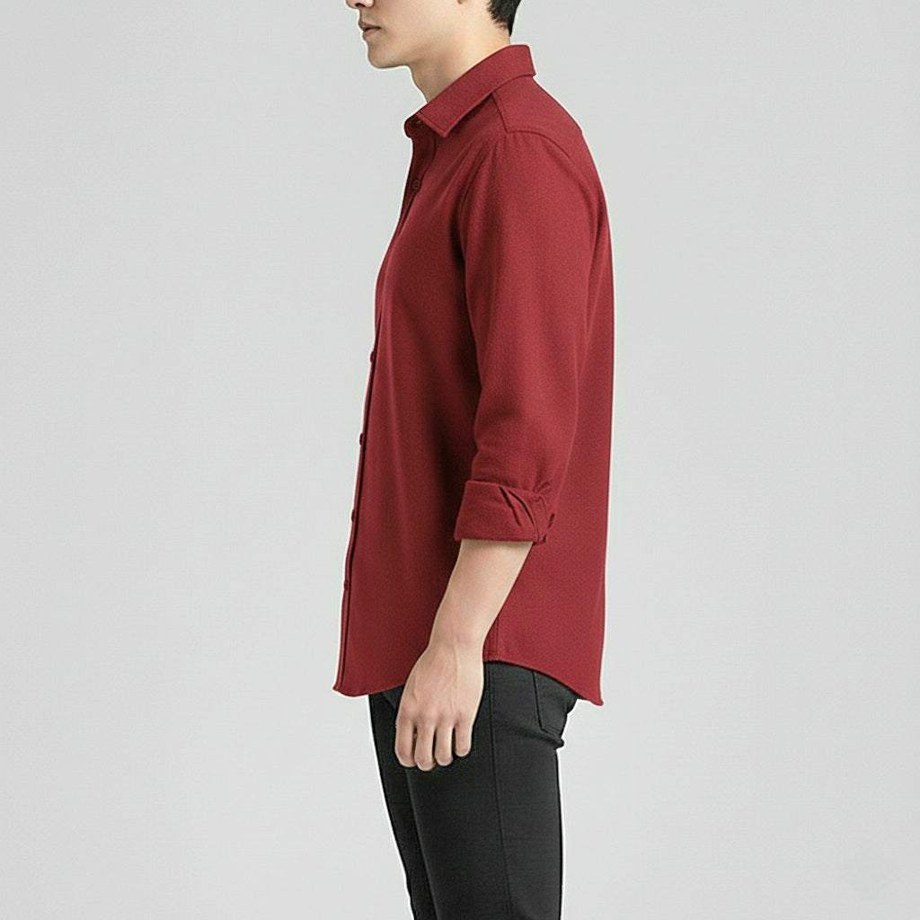 The Sophisticated Deep Red Button-Down Shirt