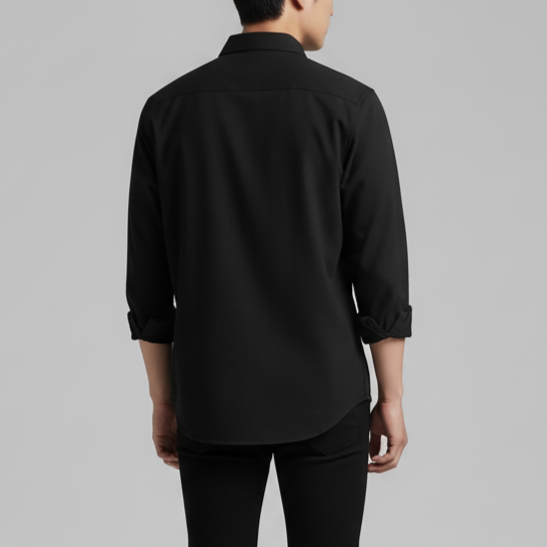 Classic Black Full-Sleeve Cotton Shirt for Men