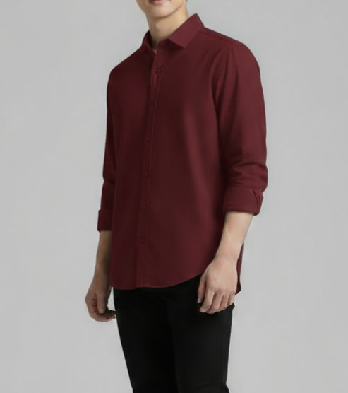 The Sophisticated Deep Red Button-Down Shirt