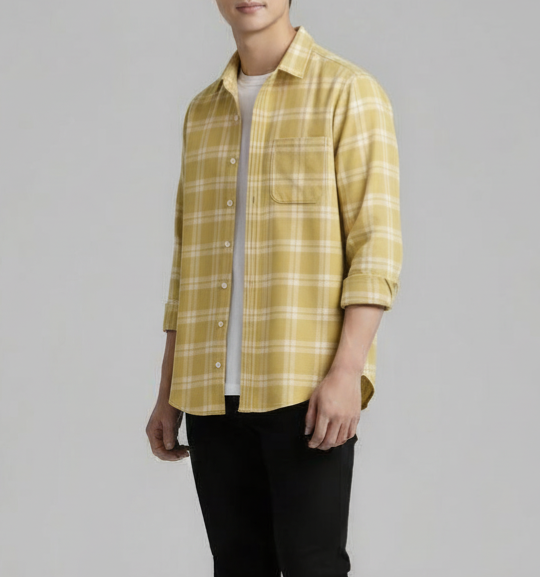 Mustard Yellow & White Premium Check Shirt – S to XXL (Soft Flannel Look)