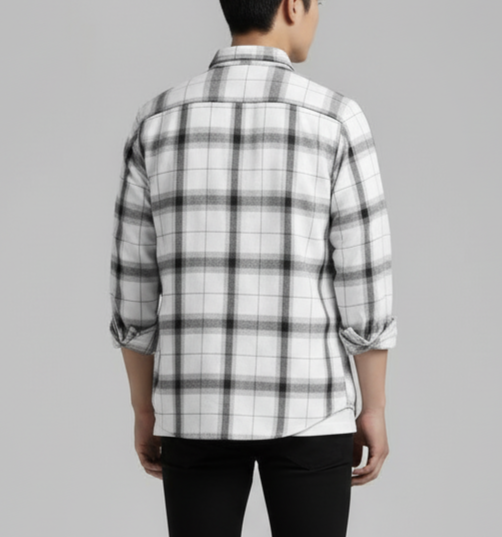 Urban Plaid Flannel Shirt - White/Charcoal