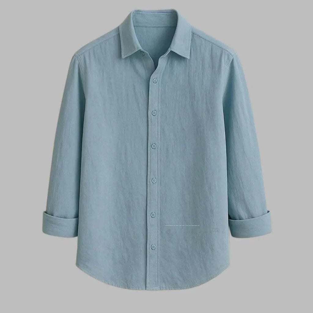 The Sky Blue Linen-Look Button-Down Shirt